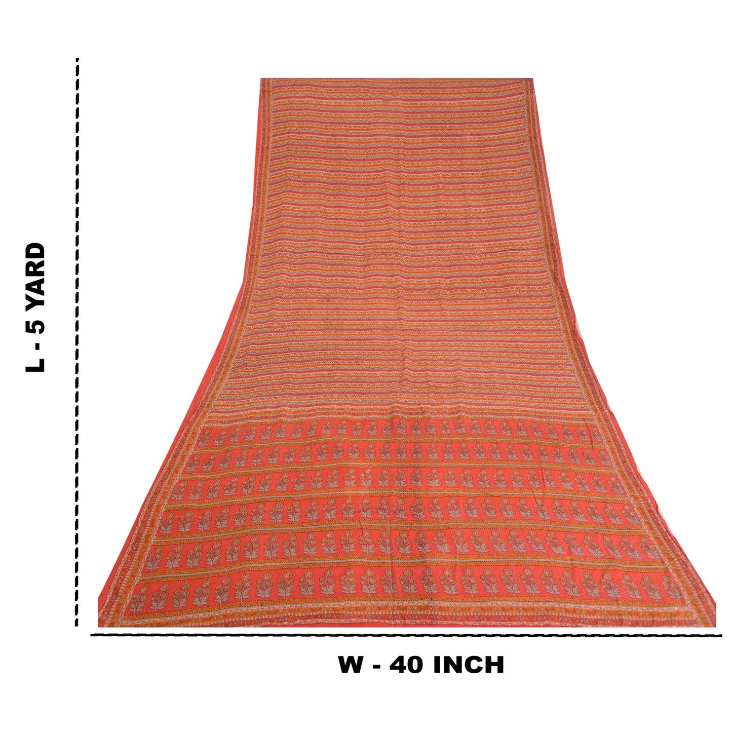 Sanskriti Vintage Sarees Red 100% Pure Crepe Silk Printed Sari Soft Craft Sustainable Fabric