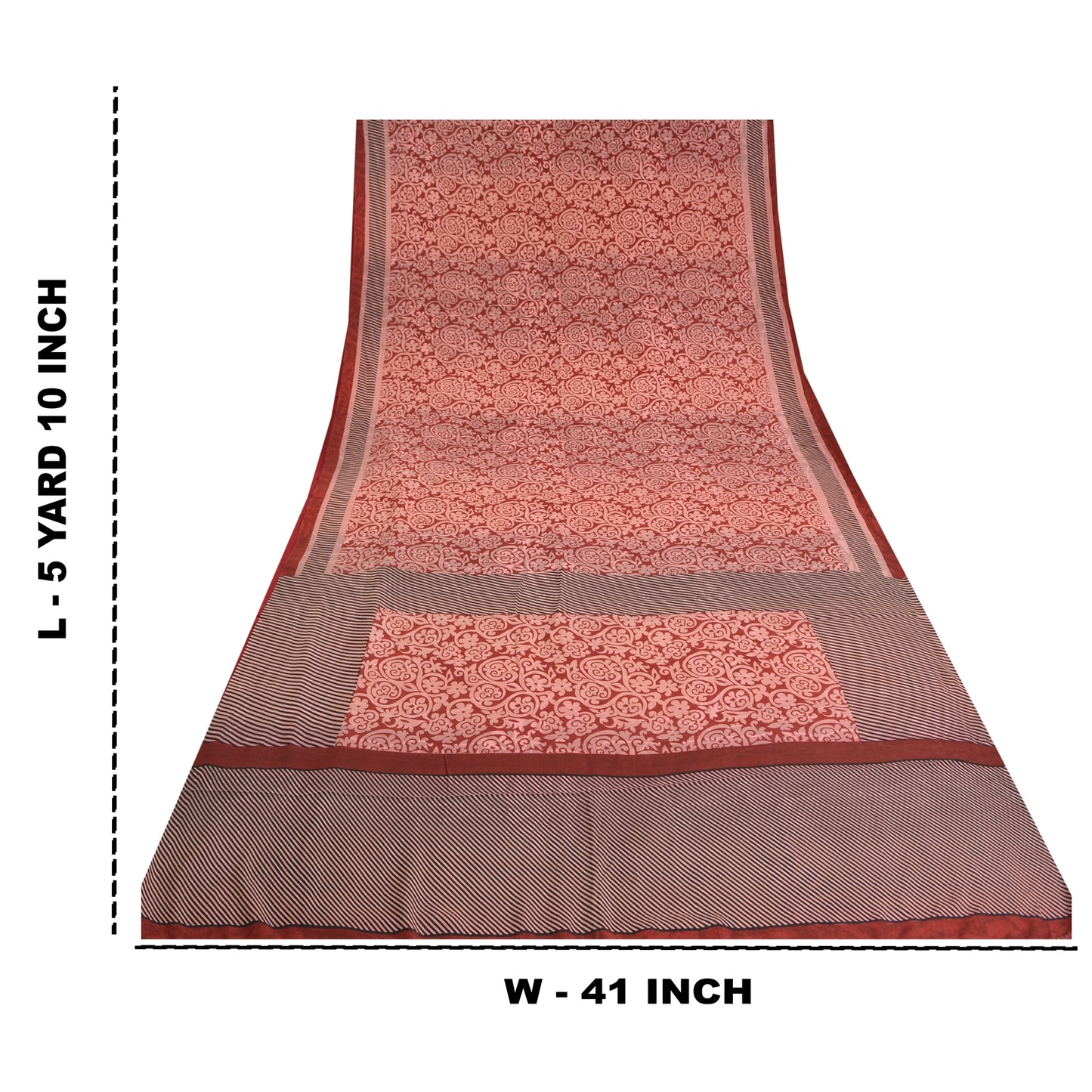 Sanskriti Vintage Sarees Red Pure Crepe Silk Printed Sari Floral Craft Sustainable Fabric