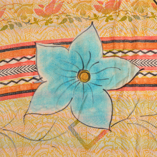 Sanskriti Vintage Sarees Multicolor Pure Crepe Silk Printed Sari Craft Sustainable Fabric