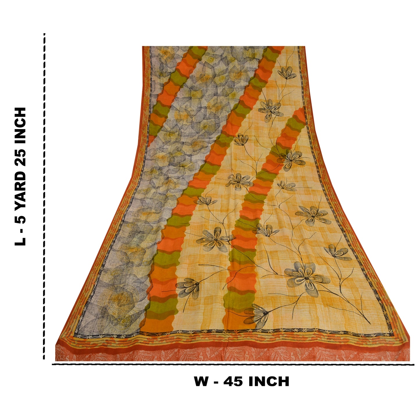 Sanskriti Vintage Sarees Indian Multi Pure Crepe Silk Printed Sari Craft Sustainable Fabric