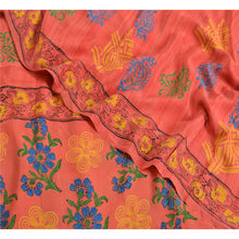 Load image into Gallery viewer, Sanskriti Vintage Sarees Indian Coral Pure Crepe Silk Printed Sari Craft Fabric
