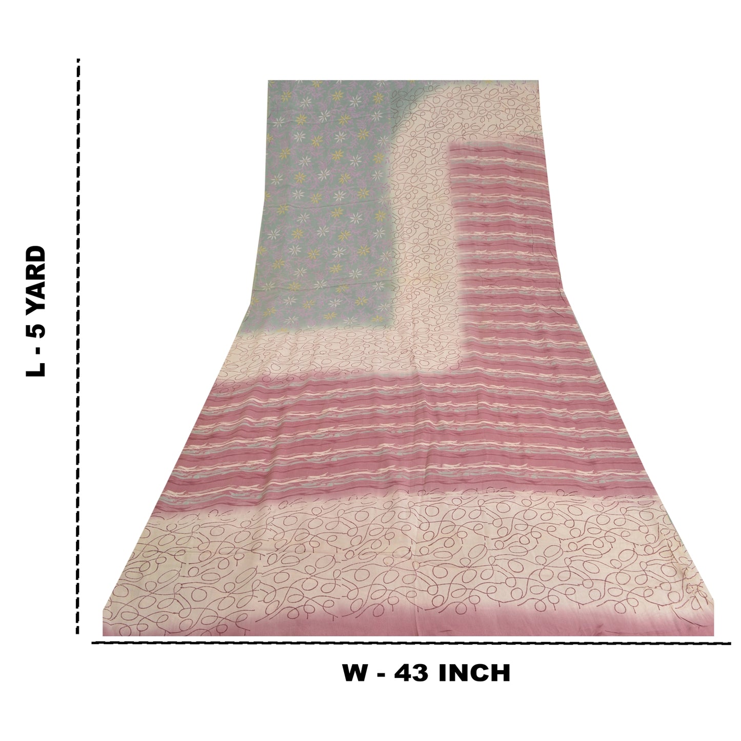 Sanskriti Vintage Sarees Multi 100% Pure Crepe Silk Printed Sari Craft Sustainable Fabric