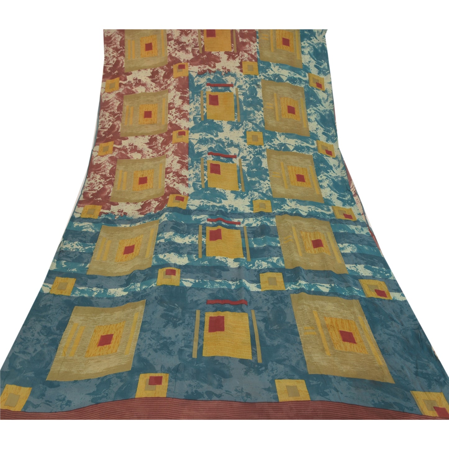 Sanskriti Vintage Sarees Pure Georgette Silk Printed Sari 5yd Soft Craft Sustainable Fabric