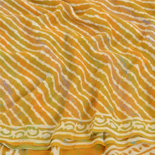 Load image into Gallery viewer, Sanskriti Vintage Mustard Sarees Pure Georgette Silk Leheria Print Sari Fabric
