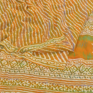 Sanskriti Vintage Mustard Sarees Pure Georgette Silk Leheria Print Sari Fabric