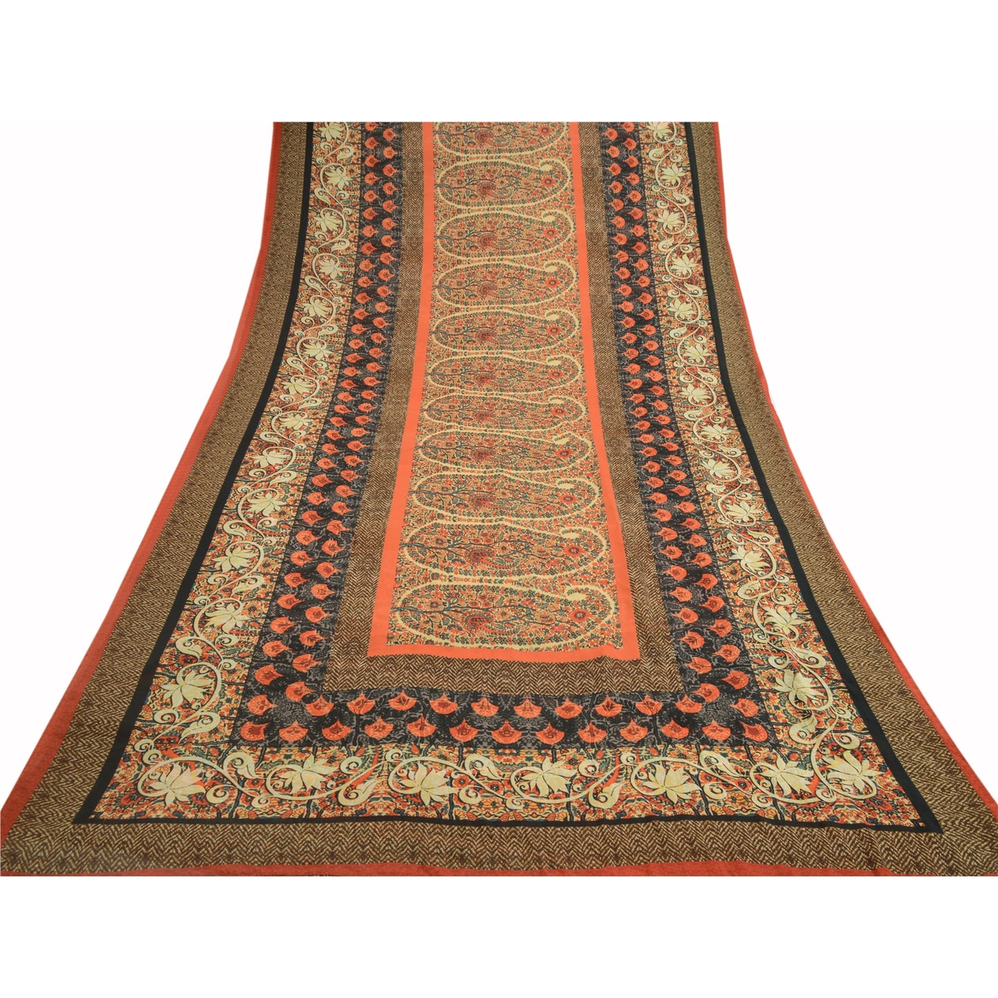 Sanskriti Vintage Black Sarees Poly Georgette Printed Sari Floral Craft Sustainable Fabric