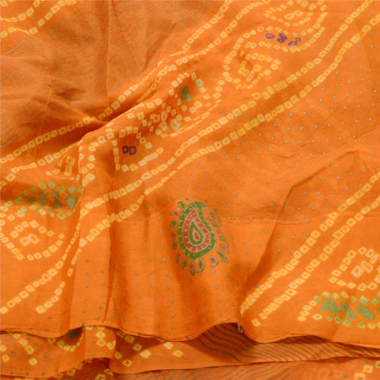 Sanskriti Vintage Bandhani Printed Sarees Pure Georgette Silk Sari Craft Sustainable Fabric