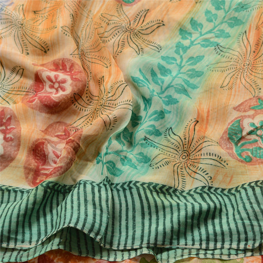 Sanskriti Vintage Red Printed Sarees Blend Georgette Sari Floral Craft Sustainable Fabric