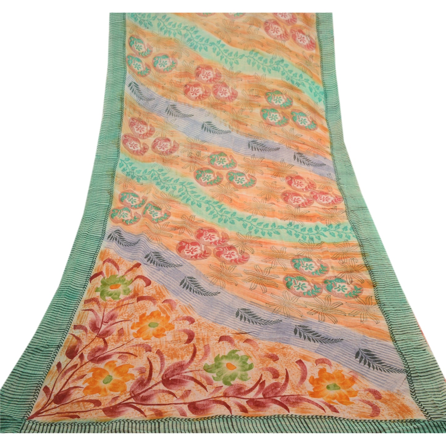 Sanskriti Vintage Red Printed Sarees Blend Georgette Sari Floral Craft Sustainable Fabric