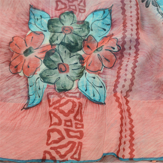 Sanskriti Vintage Blue Sarees Pure Georgette Silk Printed Sari Craft Sustainable Fabric