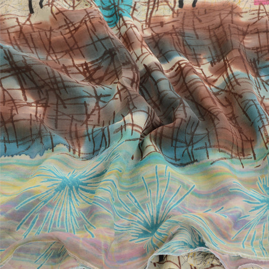 Sanskriti Vintage Indian Sarees Pure Georgette Silk Printed Sari Craft Sustainable Fabric