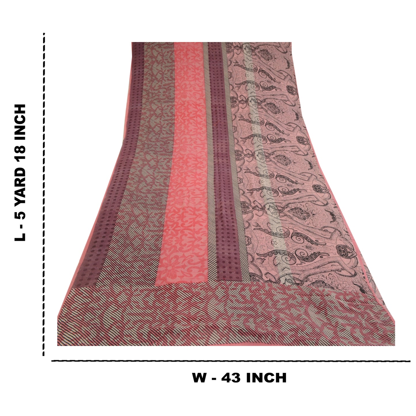 Sanskriti Vintage Pink Print Sarees Pure Georgette Silk Sari Floral Craft Sustainable Fabric