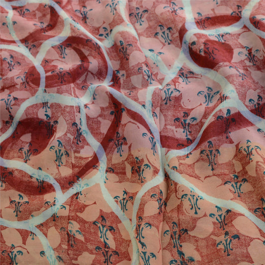 Санскритские винтажные синие сари из чистого шелка-жоржета с принтом 5 ярдов ткань для рукоделия из экологически чистой ткани