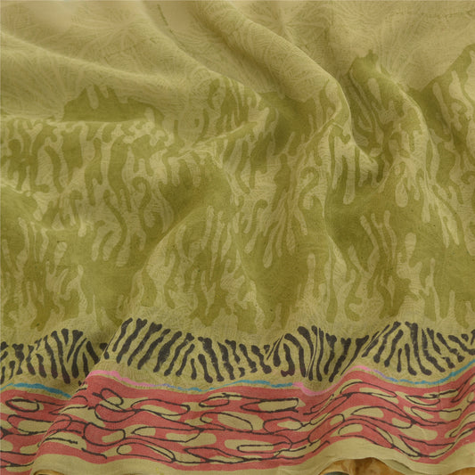 Sanskriti Vintage Multi Sarees Pure Georgette Silk Print Sari 5yd Craft Sustainable Fabric