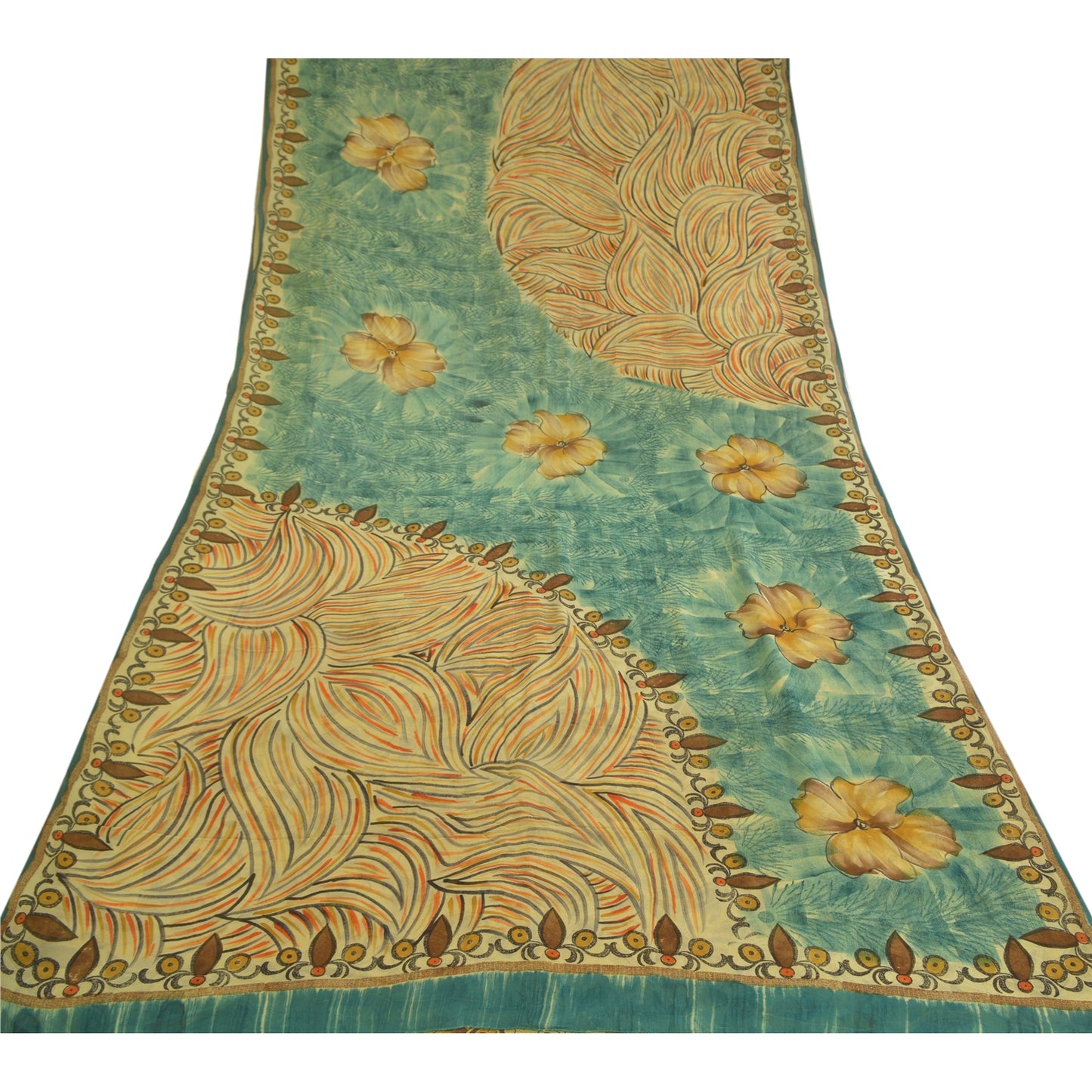 Sanskriti Vintage Multi Sarees Pure Georgette Silk Printed Sari 5yd Craft Sustainable Fabric