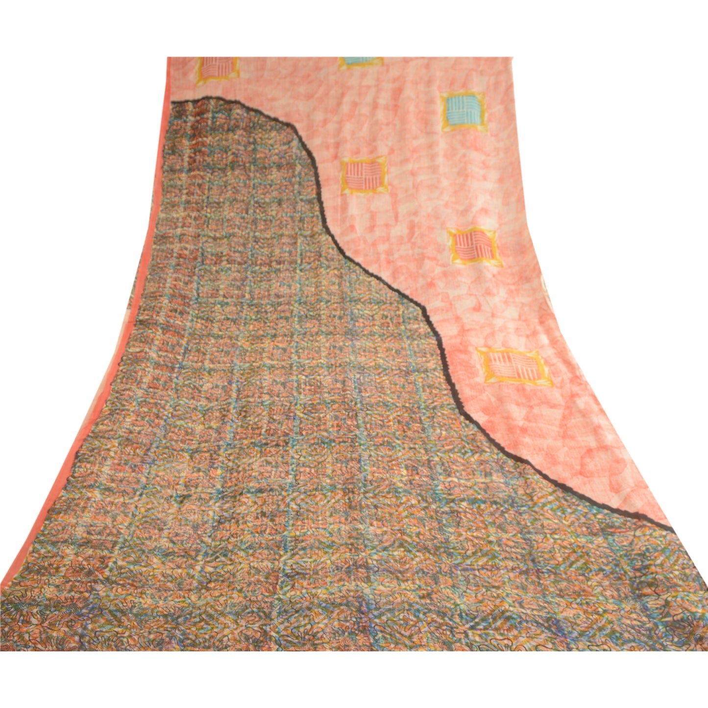 Sanskriti Vintage Pink Sarees Pure Georgette Silk Printed Sari 5yd Craft Sustainable Fabric