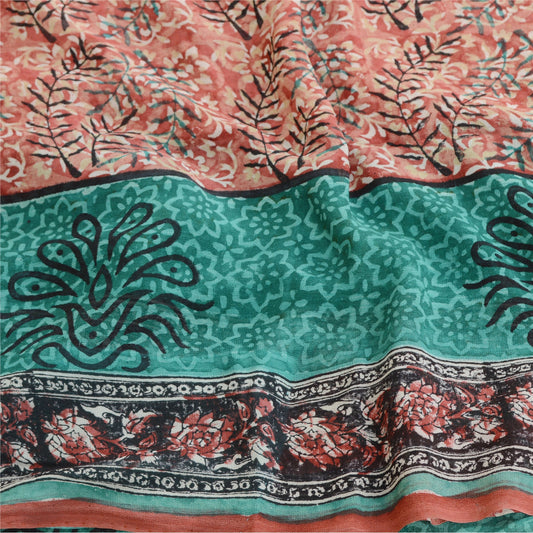 Sanskriti Vintage Red Sarees Pure Georgette Silk Printed Sari Soft Craft Sustainable Fabric