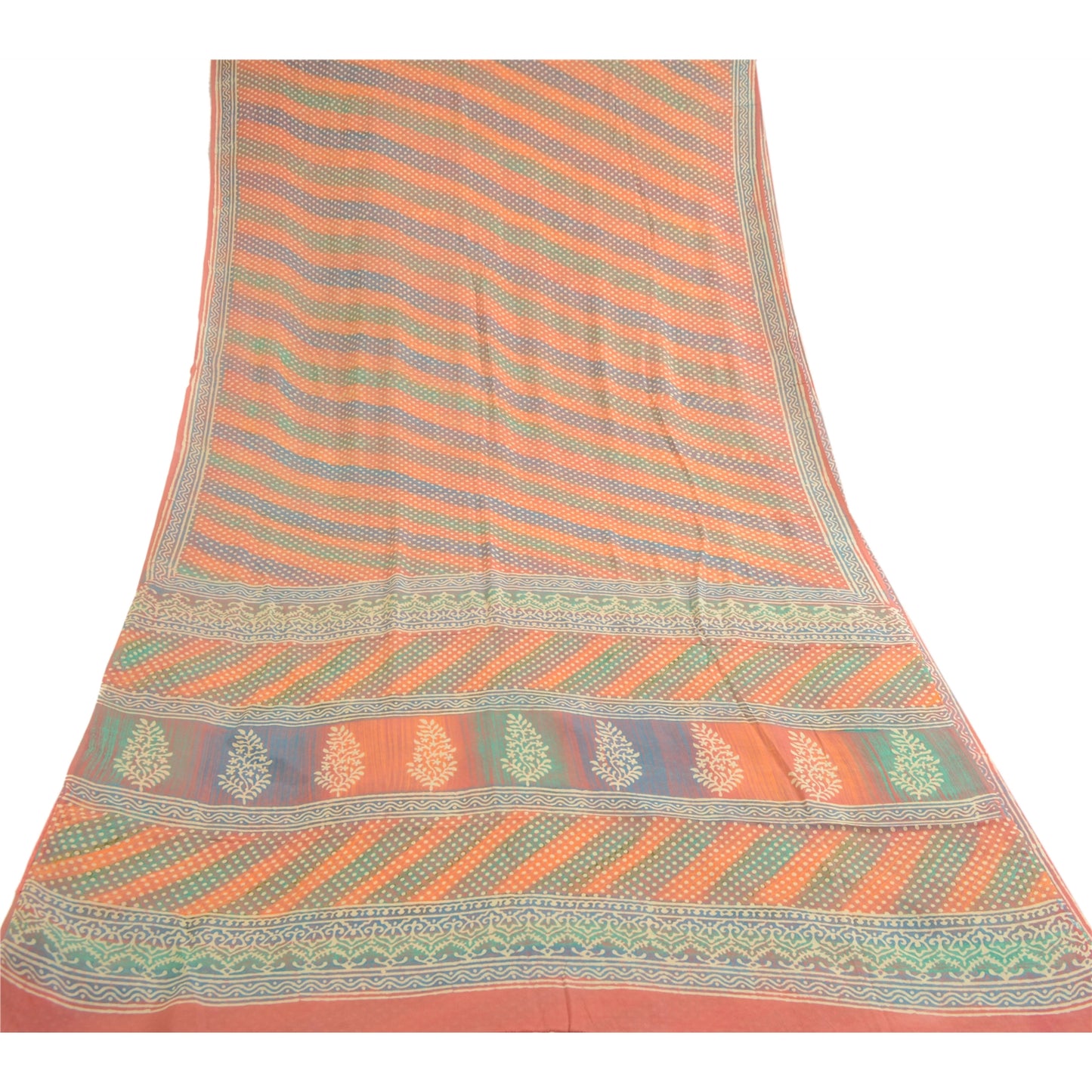 Sanskriti Vintage Multi Printed Sarees Pure Georgette Silk Sari 5yd Craft Sustainable Fabric