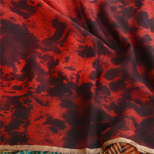 Sanskriti Vintage Tie-Dye Blue Sarees Pure Georgette Silk Sari Soft Craft Sustainable Fabric