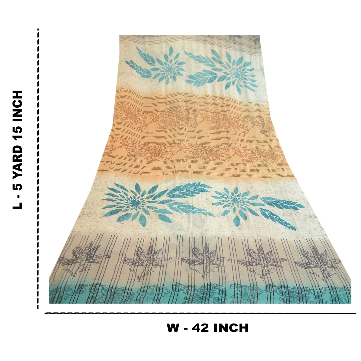 Sanskriti Vintage Blue Pure Georgette Silk Sarees Printed Sari 5yd Craft Sustainable Fabric