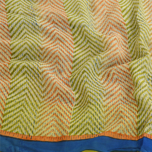 Sanskriti Vintage Multi Pure Georgette Silk Sarees Printed Sari 5yd Craft Sustainable Fabric