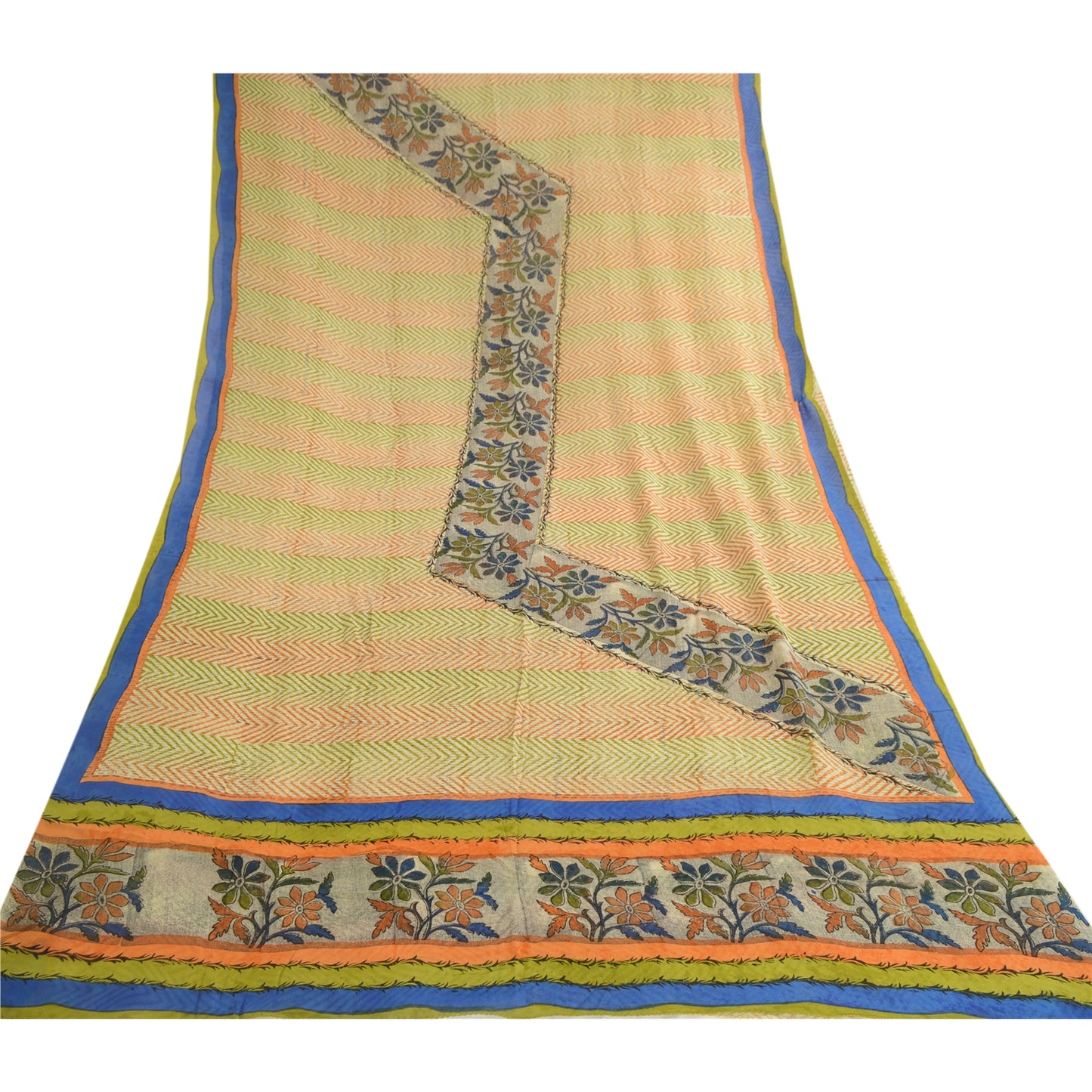 Sanskriti Vintage Multi Pure Georgette Silk Sarees Printed Sari 5yd Craft Sustainable Fabric