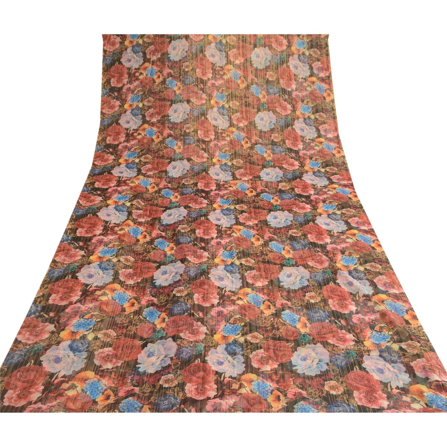 Sanskriti Vintage Black Georgette Sarees Printed Woven Sari Soft Craft Sustainable Fabric