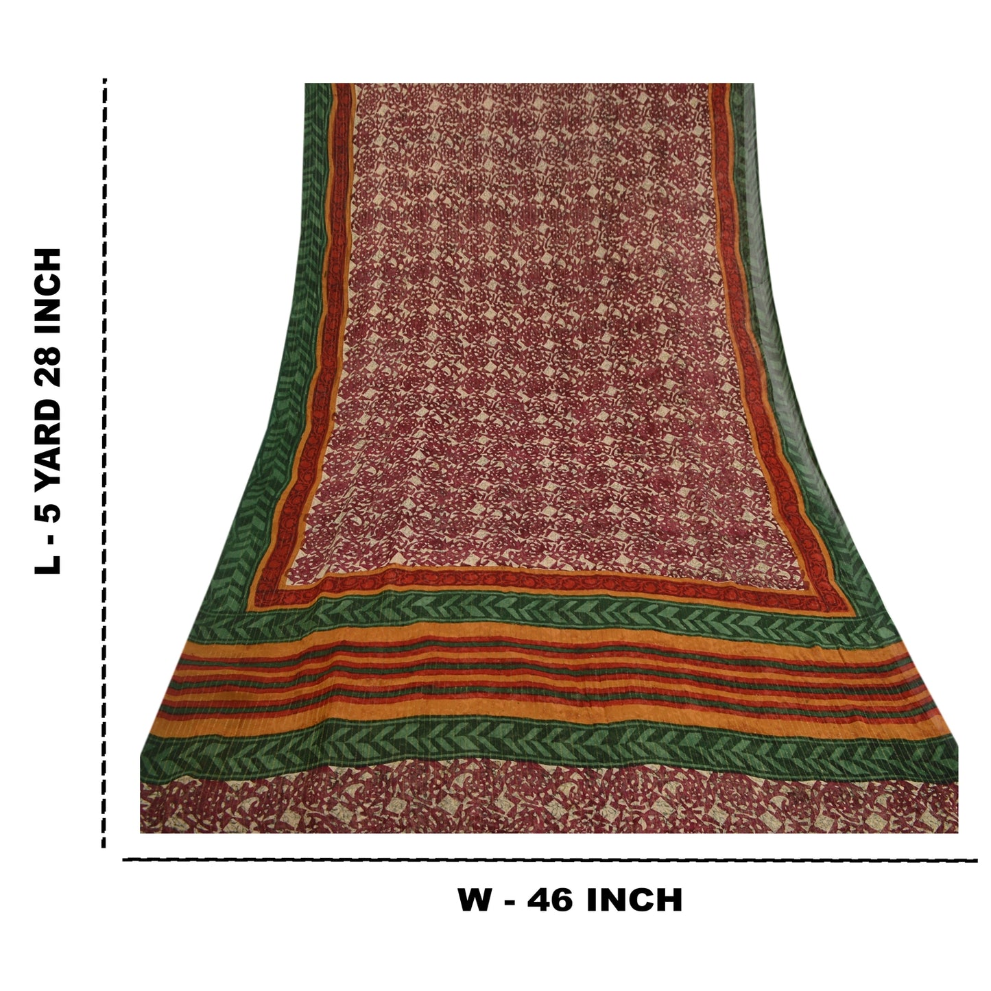 Sanskriti Vintage Dark Red Indian Printed Sarees Pure Georgette Silk Sari Sustainable Fabric