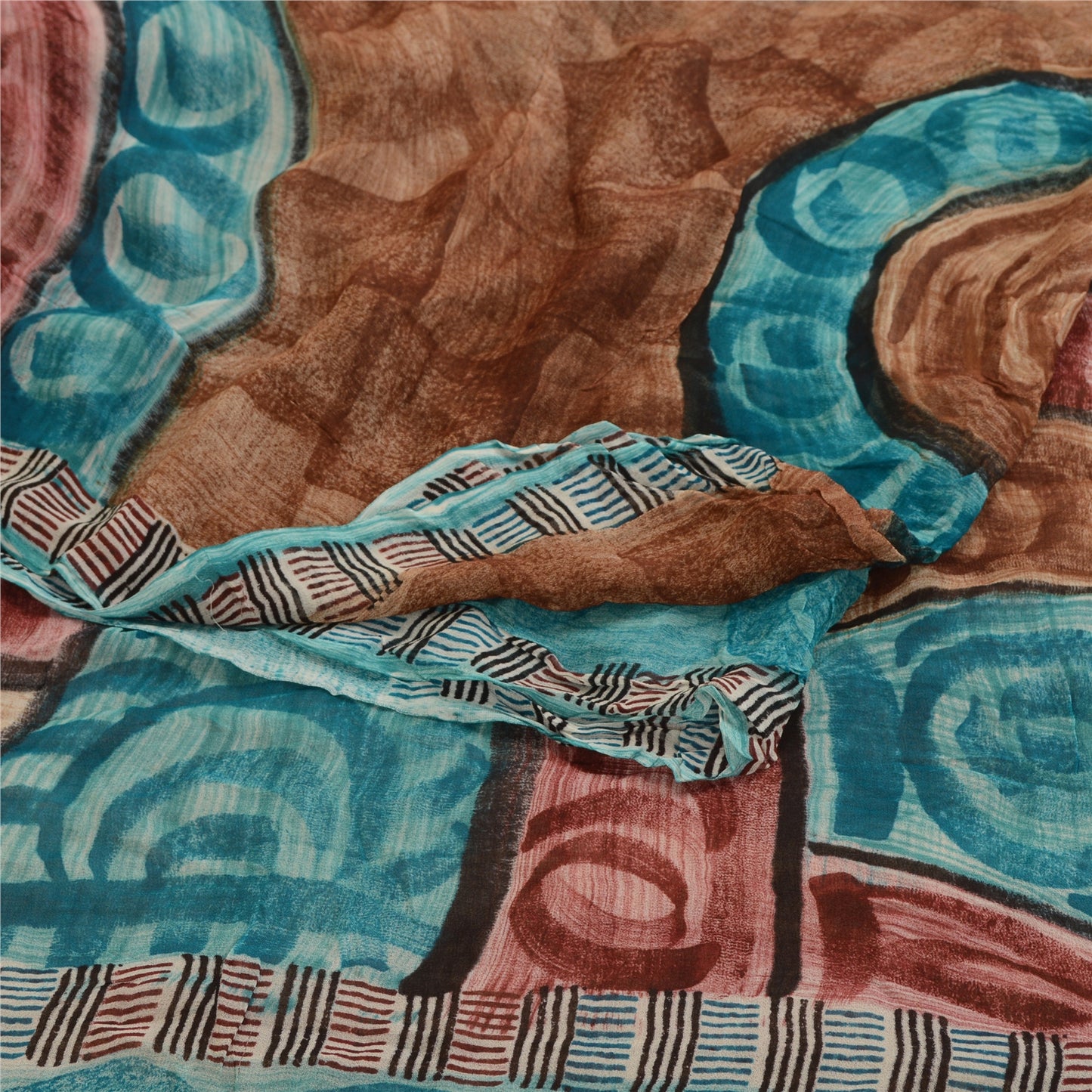 Sanskriti Vintage Blue Sarees Blend Georgette Printed Sari Floral Craft Sustainable Fabric