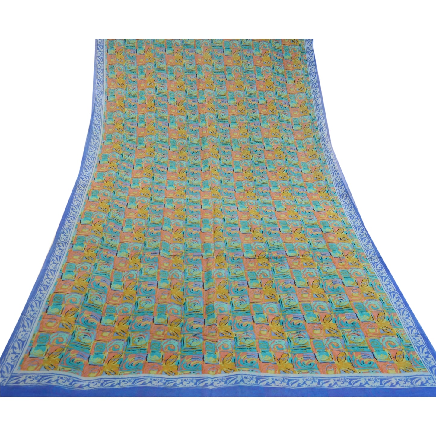 Sanskriti Vintage Multi Sarees Pure Georgette Silk Sari Printed 5yd Craft Sustainable Fabric