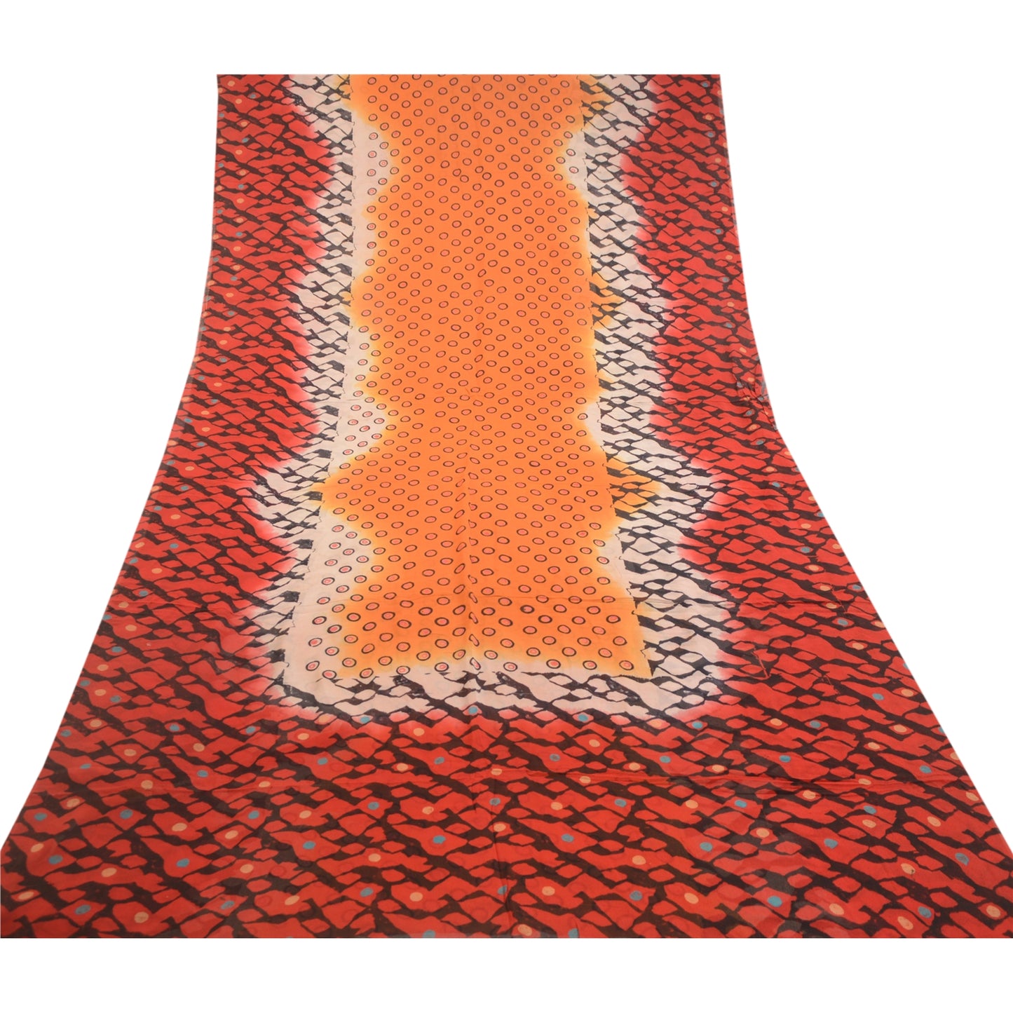 Sanskriti Vintage Red Sarees Pure Georgette Silk Sari Printed 5yd Craft Sustainable Fabric