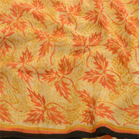 Sanskriti Vintage Orange Sarees Pure Georgette Silk Printed Sari Craft Sustainable Fabric