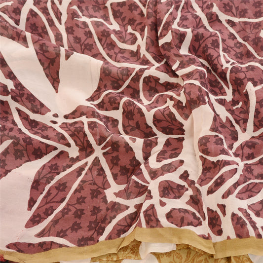 Sanskriti Vintage Purple Sarees Pure Georgette Silk Printed Sari Craft Sustainable Fabric