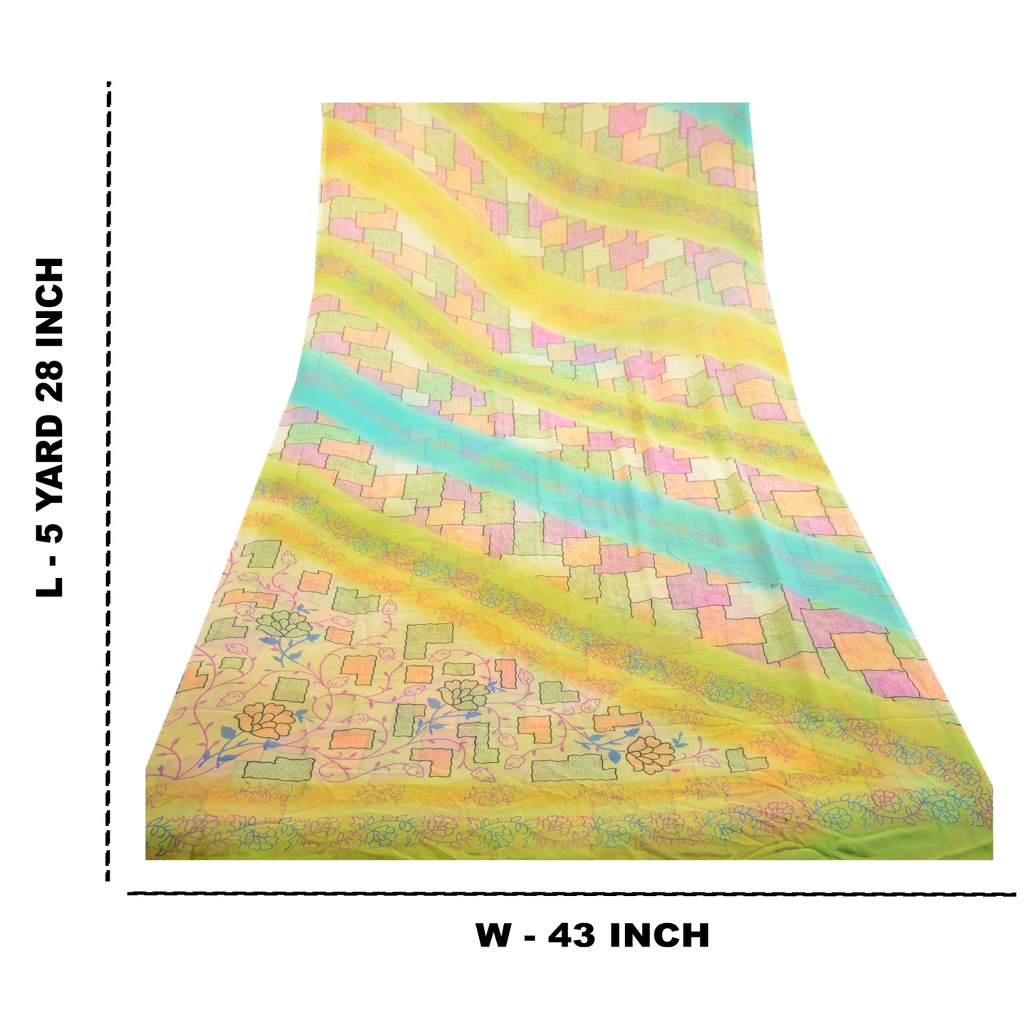 Sanskriti Vintage Multi Indian Sarees Georgette Printed Sari Soft Craft Sustainable Fabric