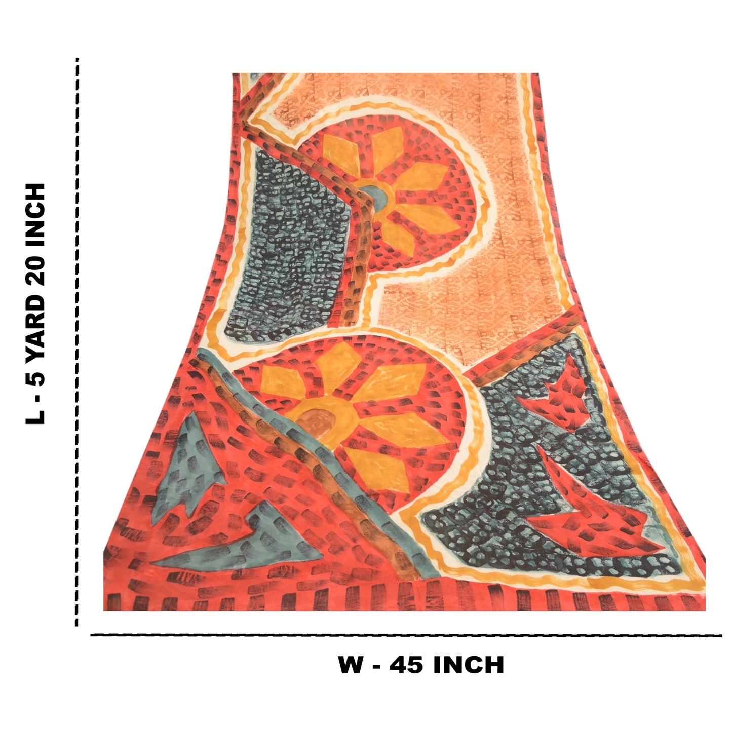 Sanskriti Vintage Peach Sarees Pure Georgette Silk Printed Sari 5yd Craft Sustainable Fabric