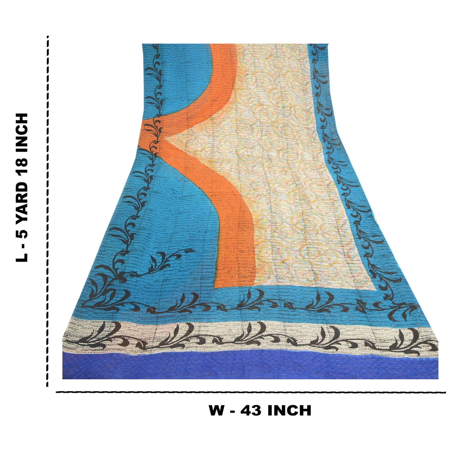 Sanskriti Vintage Multi Sarees Pure Georgette Silk Printed Sari 5yd Craft Sustainable Fabric