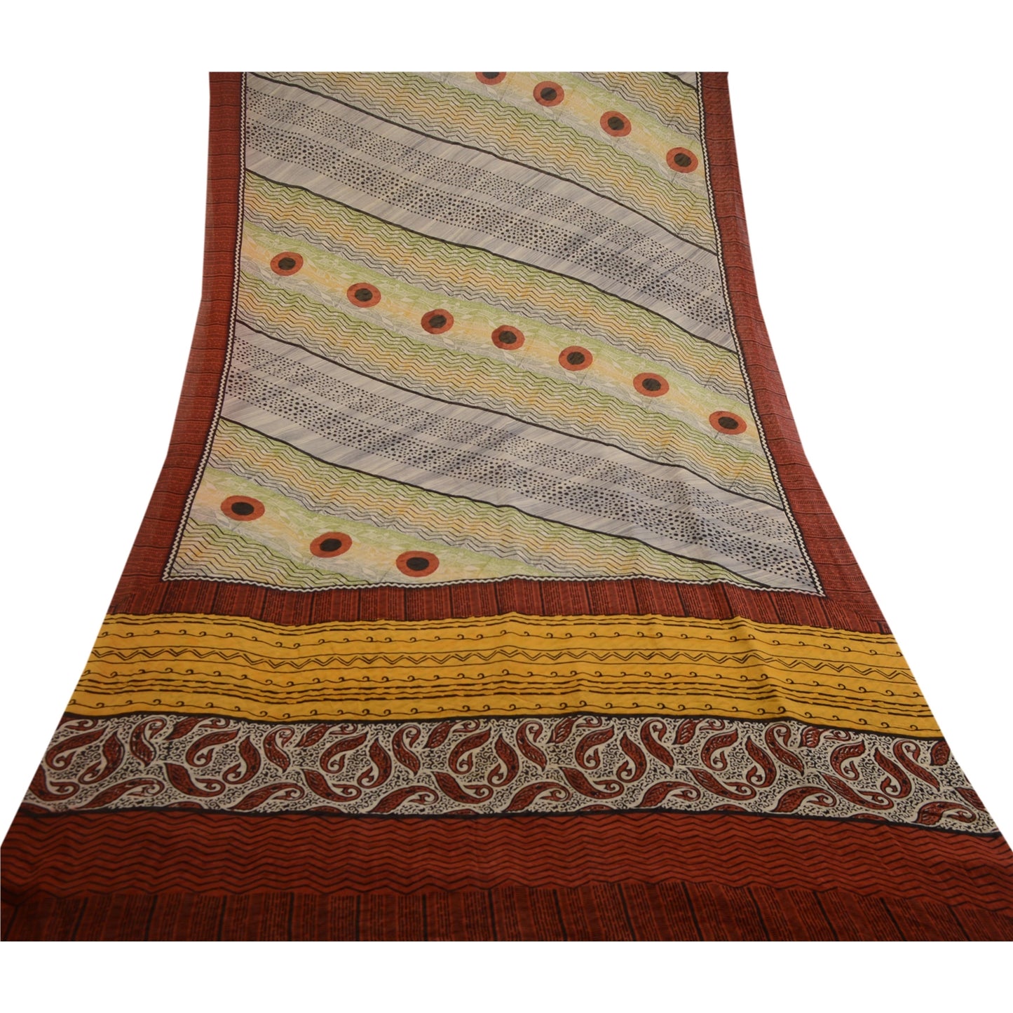 Sanskriti Vintage Multi Printed Sarees Pure Georgette Silk Sari 5yd Craft Sustainable Fabric