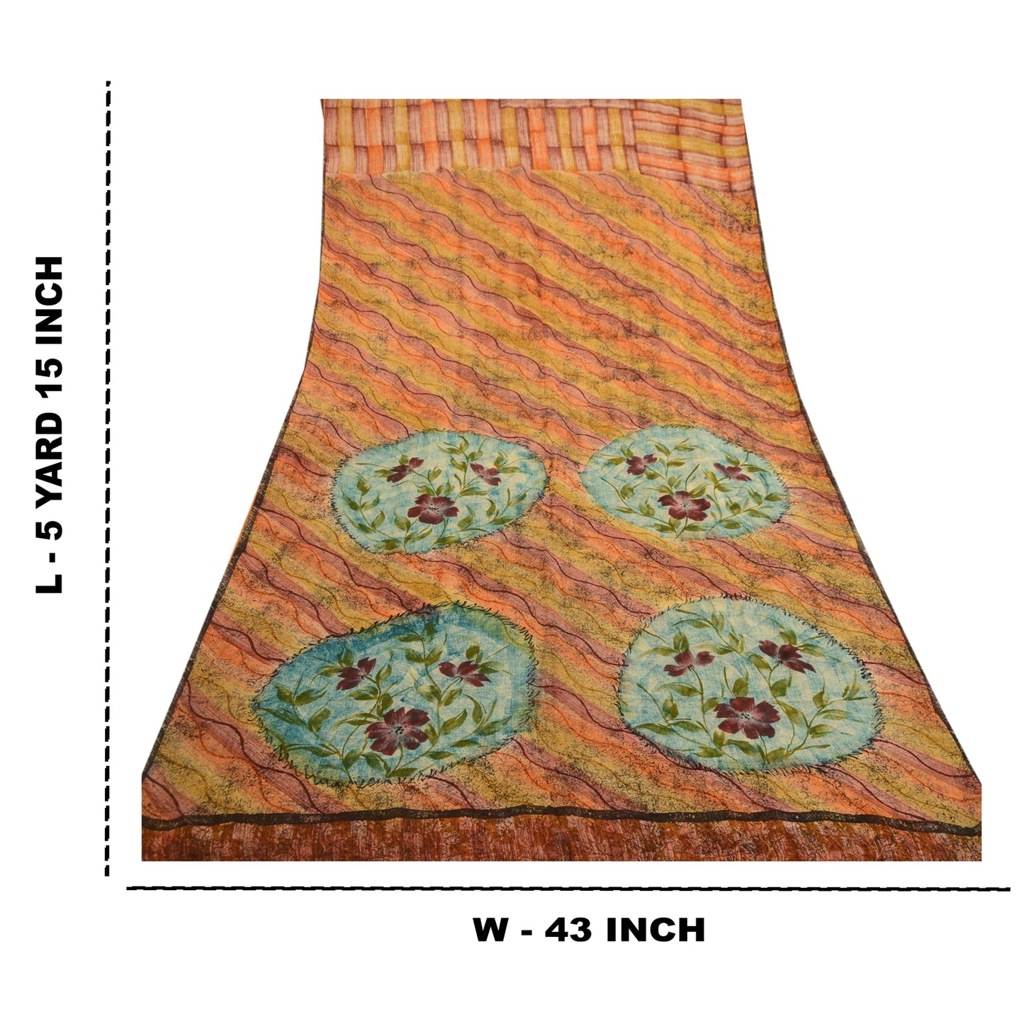 Sanskriti Vintage Sarees 100% Pure Georgette Silk Printed Sari 5 YD Craft Sustainable Fabric