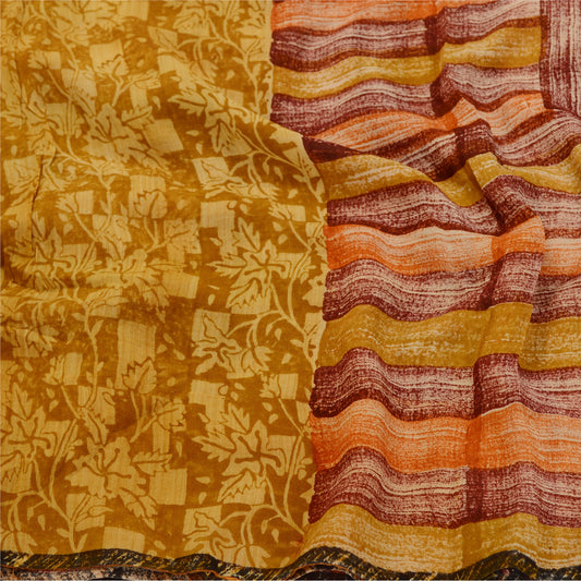 Sanskriti Vintage Sarees 100% Pure Georgette Silk Printed Sari 5 YD Craft Sustainable Fabric