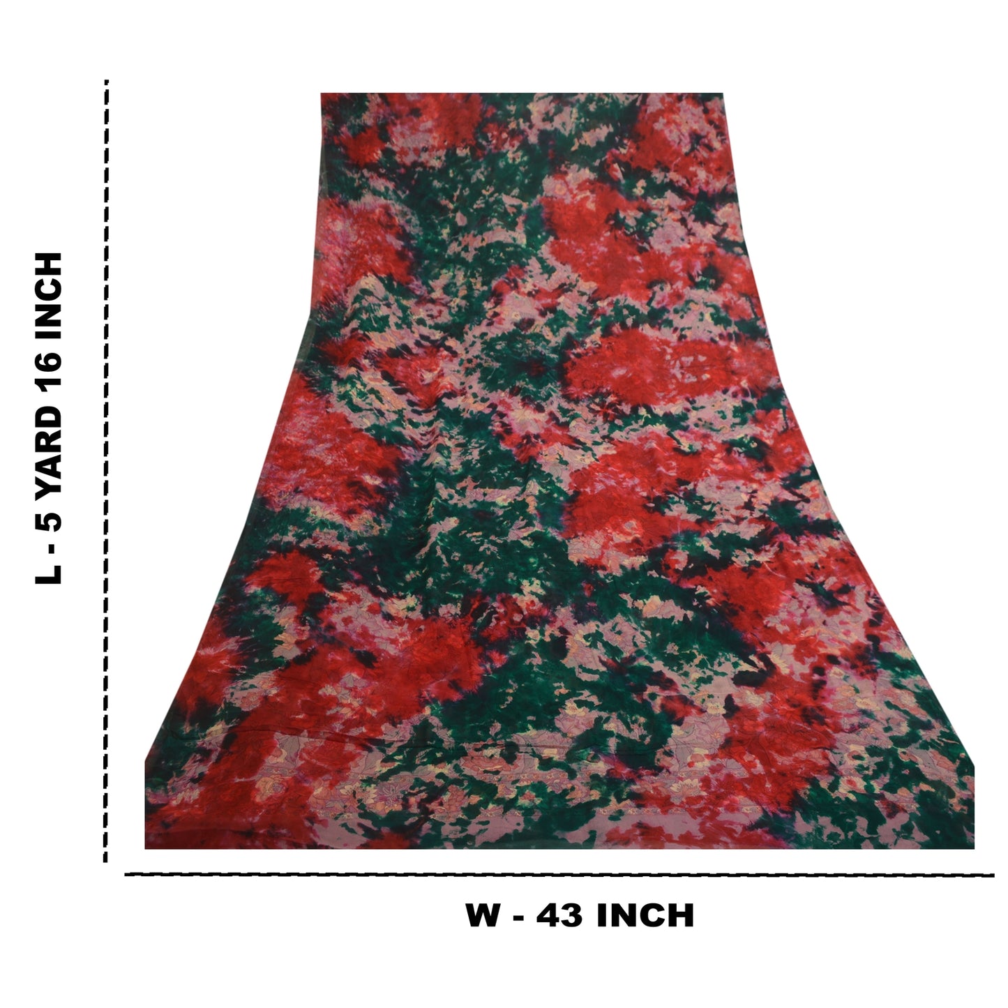 Sanskriti Vintage Green Tie-Dye Sarees Pure Georgette Silk Sari 5yd Craft Sustainable Fabric