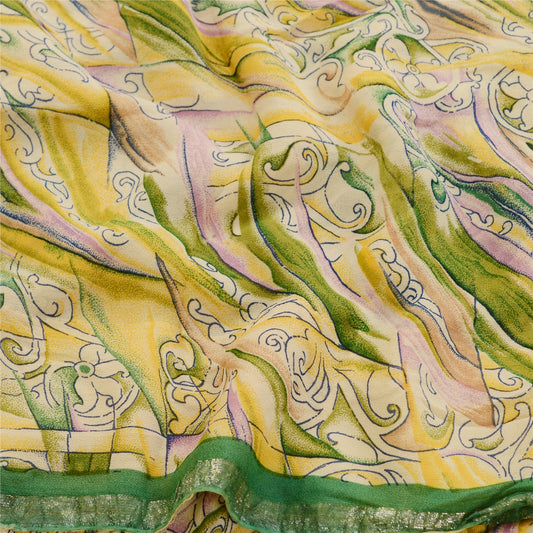 Sanskriti Vintage Multi Sarees Indian Blend Georgette Printed Sari Craft Sustainable Fabric