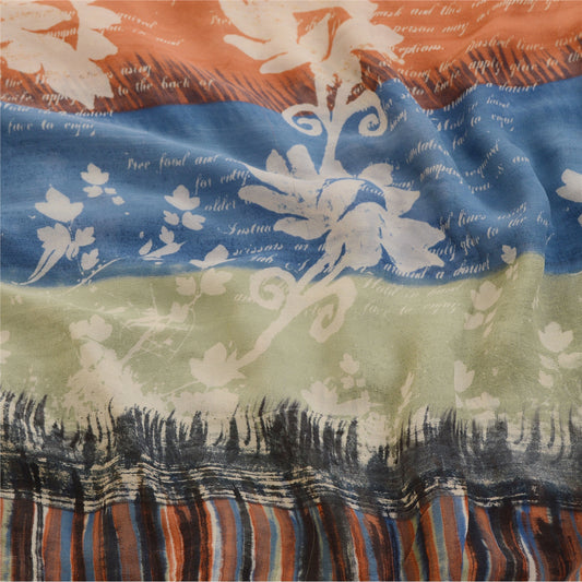 Sanskriti Vintage Multi Sarees Pure Georgette Silk Printed Sari 5yd Craft Sustainable Fabric