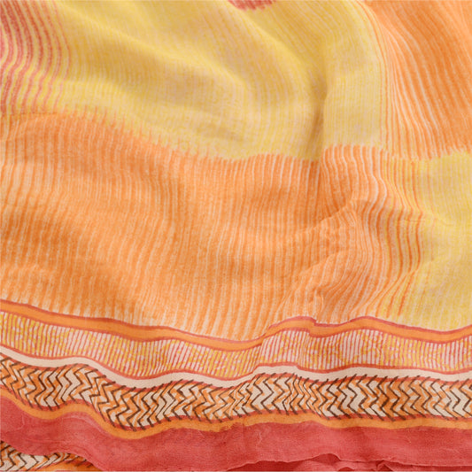 Sanskriti Vintage Multicolor Sarees Pure Georgette Silk Printed Sari 5YD Sustainable Fabric