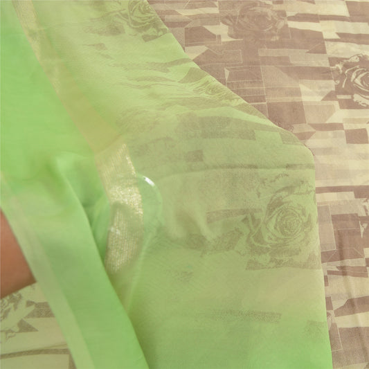 Sanskriti Vintage Sarees Brown Pure Georgette Silk Print Woven Sari Craft Sustainable Fabric