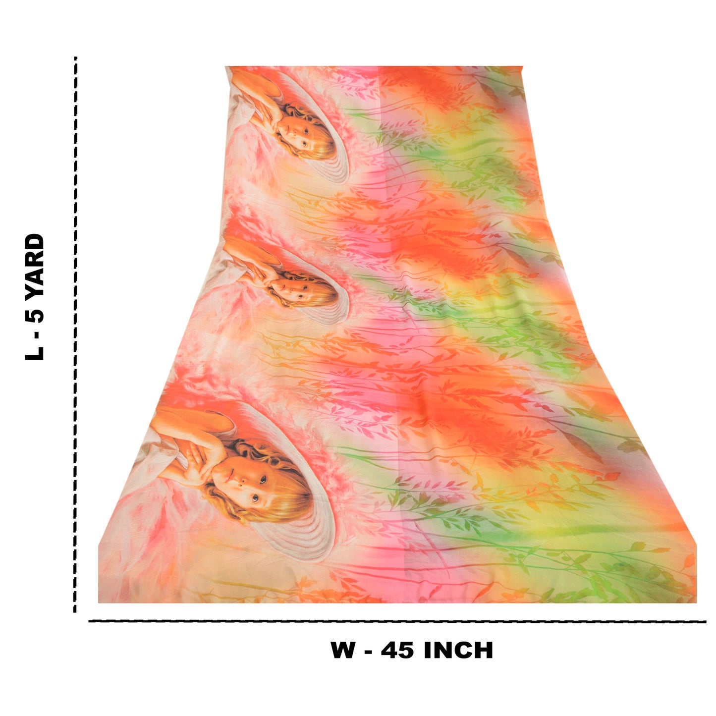 Sanskriti Vintage Sarees Multi Digital Printed Georgette Sari 5yd Craft Sustainable Fabric