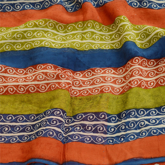 Sanskriti Vintage Sarees Red Pure Georgette Silk Printed Sari Soft Craft Sustainable Fabric