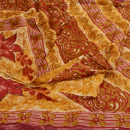 Sanskriti Vintage Sarees Purple Blend Georgette Printed Sari 5yd Craft Sustainable Fabric