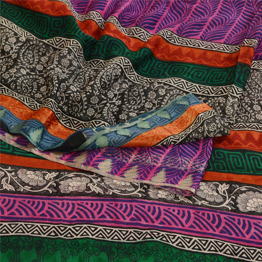 Sanskriti Vintage Multicolor Sarees Blend Georgette Printed Sari Craft Sustainable Fabric