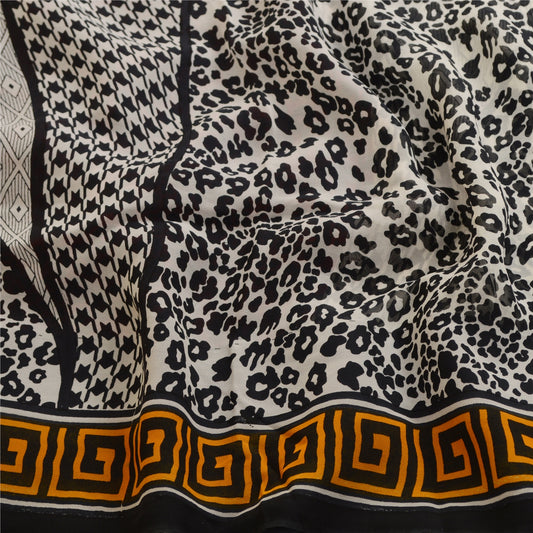 Sanskriti Vintage Sarees Dark Red Blend Georgette Printed Sari 5YD Craft Sustainable Fabric