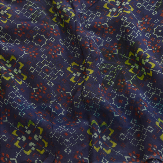 Sanskriti Vintage Sarees Dark Red Printed Pure Georgette Silk Sari Craft Sustainable Fabric